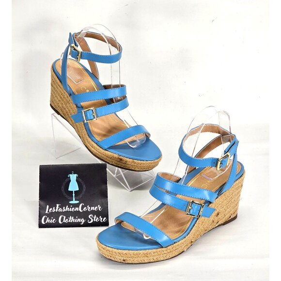 NWOB Vionic Women's Sabina Blue Strappy Wedge Espadrille Sandals Sz 8 037 - Picture 6 of 16